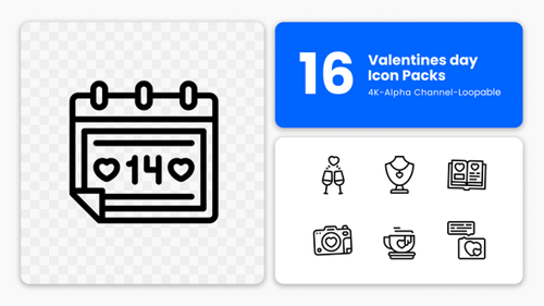 Animated Valentine's Day Line Icons Pack