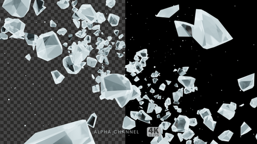 Glass Breaking To Small Element Layer With Alpha Channel 3d Animation