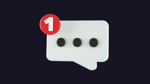 Modern 3D Message Icon with Typing Animation and New Notification