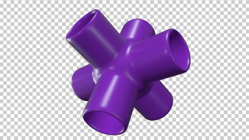 3D Purple Multi Way Pipe Connector Six Way Cross Joint Fitting Pop Element Loop