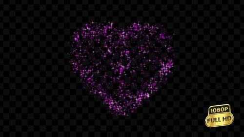Sparkling Heart Star Particles Pink