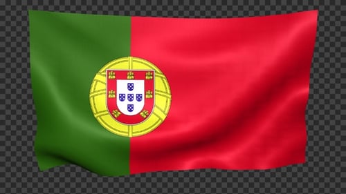 Waving National Flag of Portugal Animation