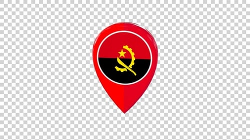 Angola Flag Map Pin Location Marker 3D Animation