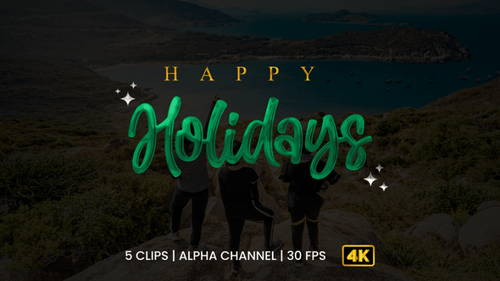 Metallic Happy Holidays Script Text Reveal Animation