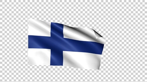 Waving Flag of Finland Animation with Alpha Channel