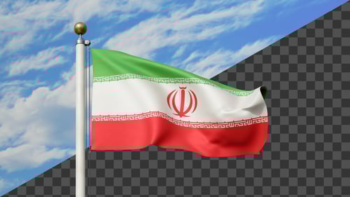Waving Iraqi Flag with Transparent Background and Blue Sky