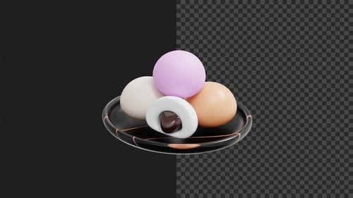 3D Mochi Japenese Food Animation Transparent Background