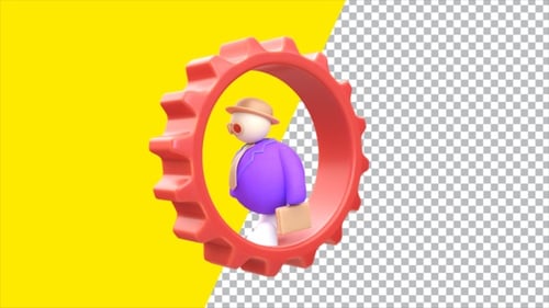 3D Stylized Character Running in Red Gear Loop Animation