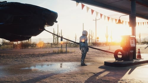 Un astronauta intenta repostar su nave