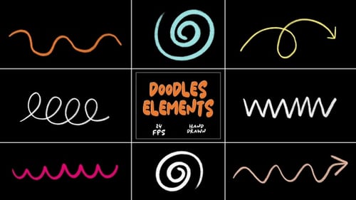 Hand Drawn Animated Doodle Lines and Shapes - 2D Sketchy Spirals, Zigzags, and Scribble Elements wit