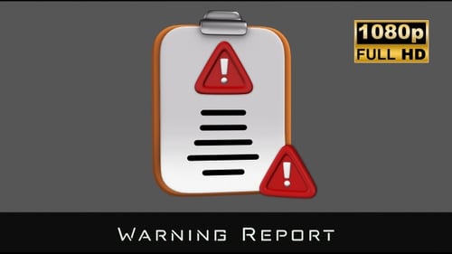 3D Warning Icon Alert on Clipboard Animation