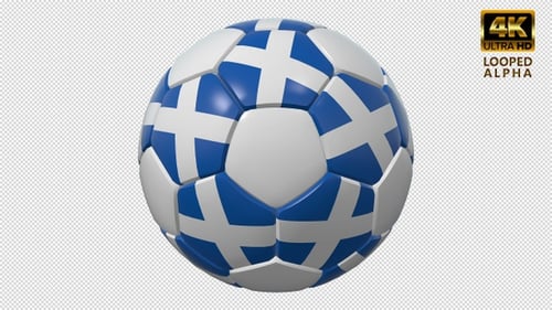 Rotating 3D Soccer Ball with Blue and White Cross Pattern