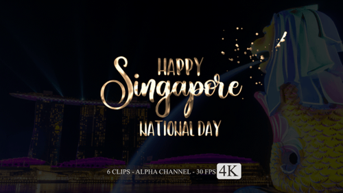 Happy Singapore National Day Animation Text