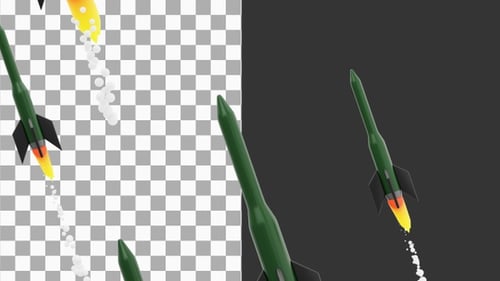 3D Animation of Missiles Being Launched | Alpha Channel