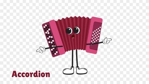 Animated Flat Design Cartoon Accordion Playing Music