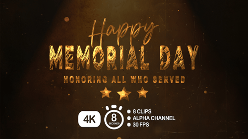 Happy Memorial Day Text Animation