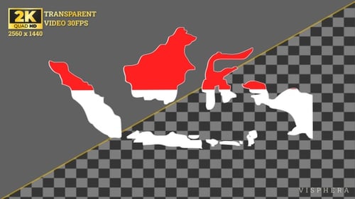 Animated Indonesia Map Outline Flag Fill with 3D Extrusion