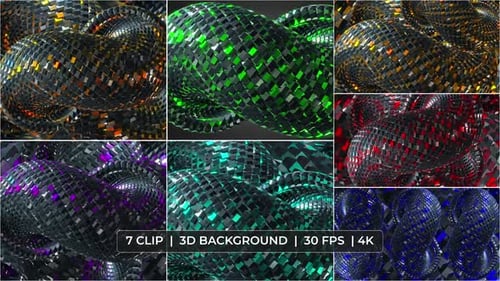 Dynamic Wavy 3D Geometric Cubes Abstract Background