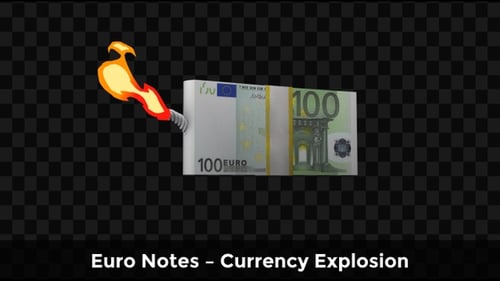 Animation der Euro-Banknoten — Währungsexplosion
