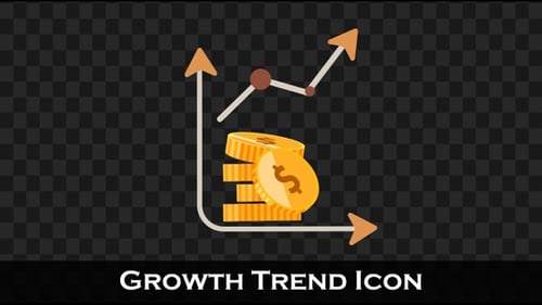 Flat Design Upward Financial Trend Graph with Coins