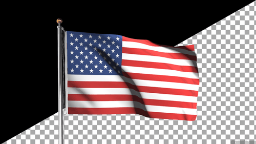 Waving United States Flag Animation on Pole