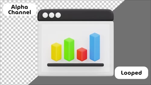 3D Animation of Web Marketing Analytics Dashboard | Alpha Channel