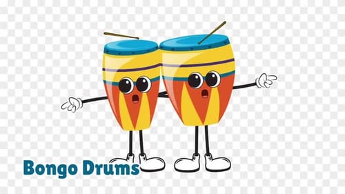 Tambores de bongo animados: instrumento musical Alpha + en bucle