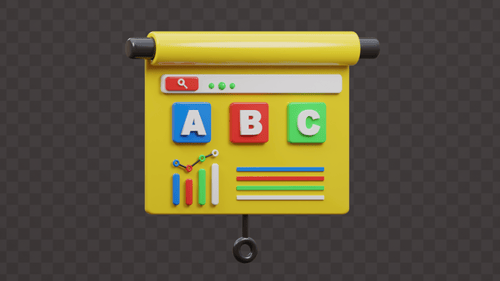 Presentation Slide with ABCD and a chart on it. Loop Animation with alpha background.