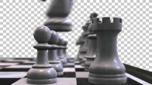 Camera Fly by Between Chess Pieces