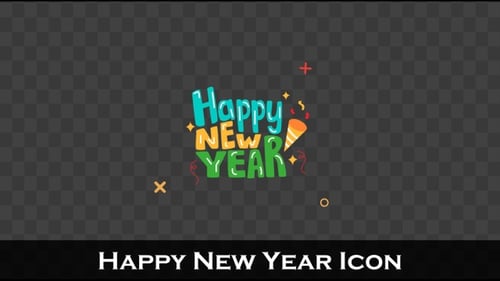 Festive Happy New Year Animated Text Celebration