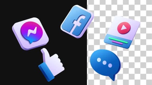 3D Animated Social Media Icon Pack with Alpha Channel