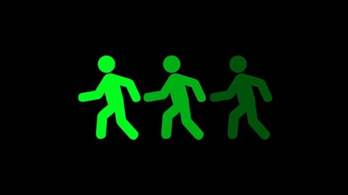 Green Walking Man Signal Animation Background V2