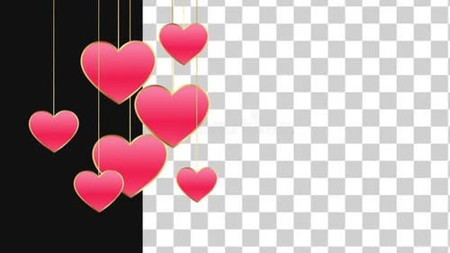 Animated Pink and Gold Hanging Hearts Swaying Decoration
