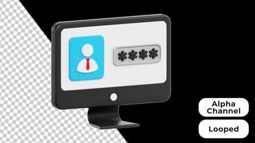 3D Animated Computer Password | Alpha Channel