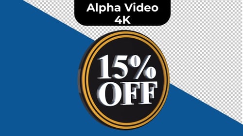 3D Rotating 15 Percent Off Badge Discount Price Tag Animation
