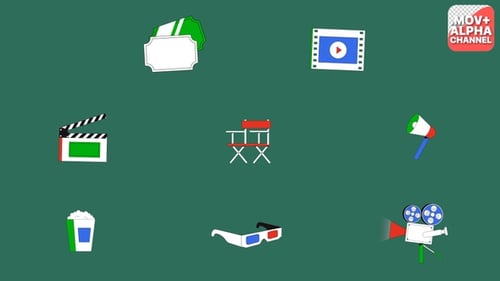 Animated Film and Cinema Icon Set