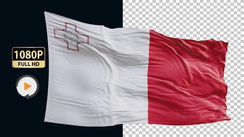 Realistic Waving Flag of Malta Animation