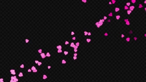 Blowing Heart Particles on Transparent Background V4