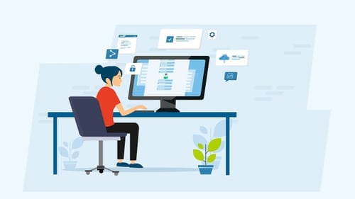 Remote Working Girl With A Computer At Home