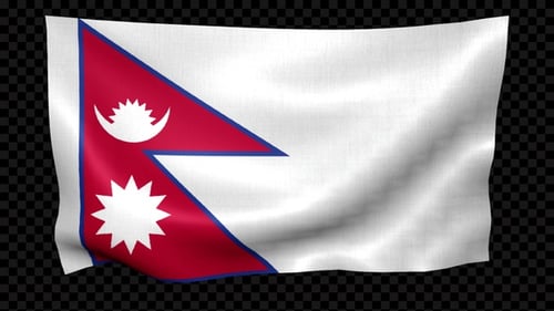 Waving Nepal Flag Animation with Alpha Channel