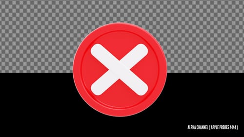 3D Reject Crossmark Animation | Alpha Loop
