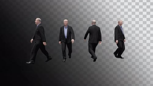 3D Animated Business Man Walking Cycle with Alpha Channel