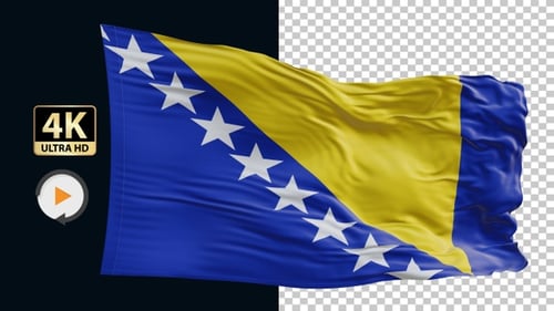 Bosnia and Herzegovina Flag Waving Animation Loop