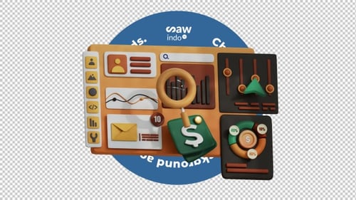 3D Animation Finance Analysis - Transparent Background Loop