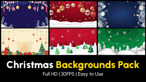 Animated Christmas Holiday Backgrounds Pack with Snowflakes