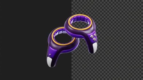 Rotating 3D Futuristic VR Gaming Controllers Isolated