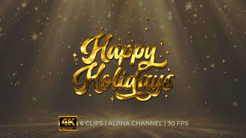 Animated Happy Holidays Text Reveal Pack with Metallic Script