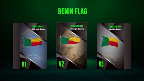 Waving Benin Flag Looping Animation with Alpha Channel
