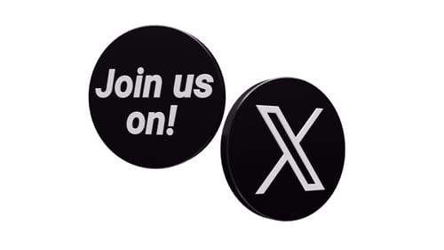 Rotating 3D Circular Button Animation with "X" and "Join Us" Text