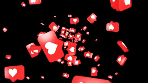 Animated Red Heart Like Icons Flying Loopable Background